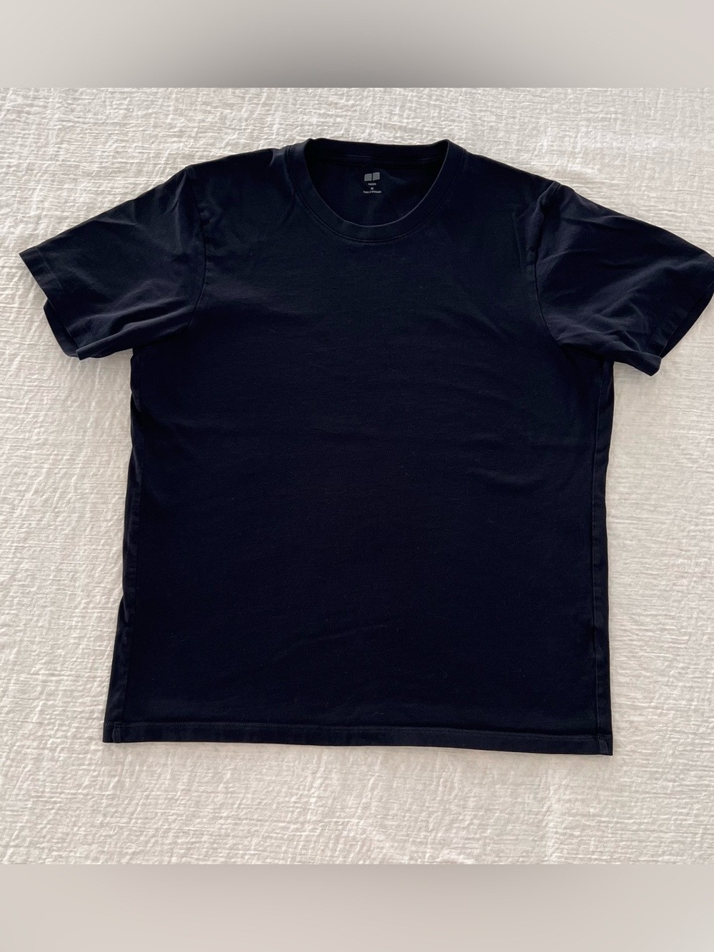 Uni Qlo Men's Classic Black Soft Cotton Crew Neck T-Shirt Short Sleeve M